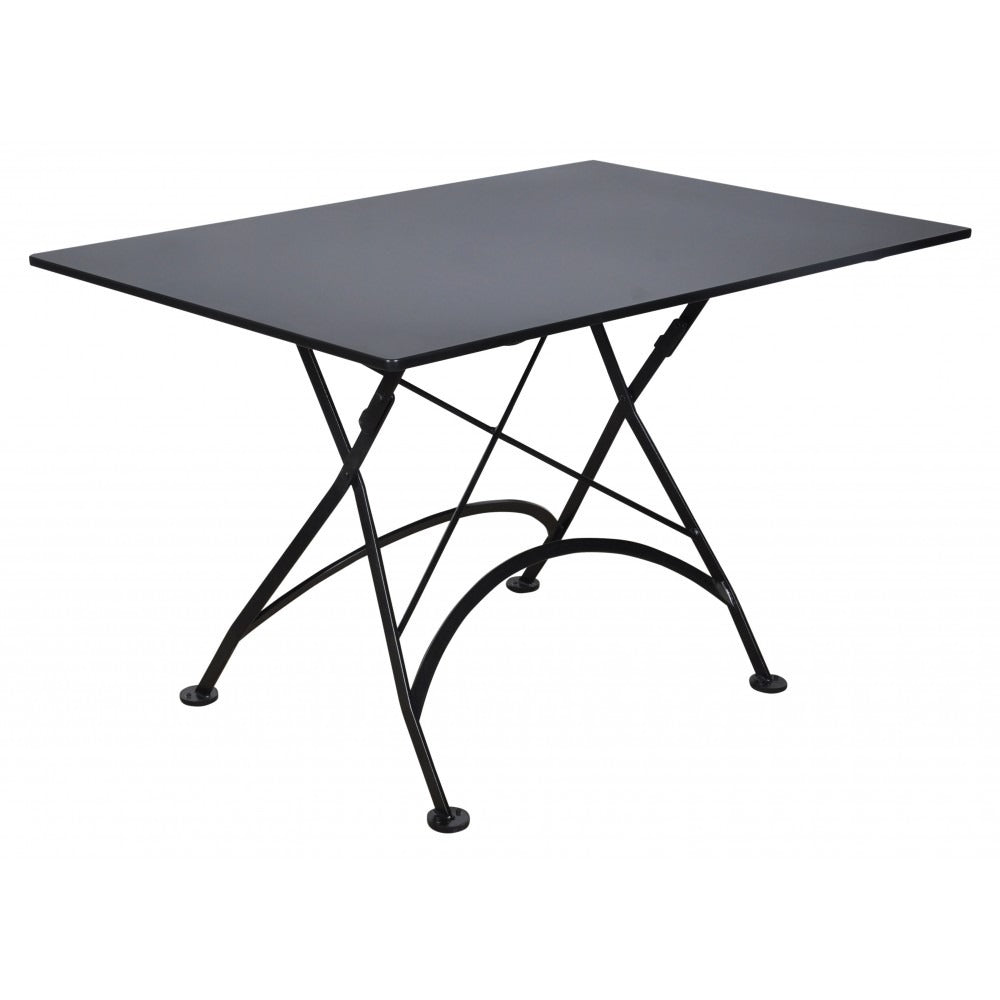 Five Piece Dining Set with 32 x 48" Steel Top Table and Four European Chestnut Slat Side Chairs