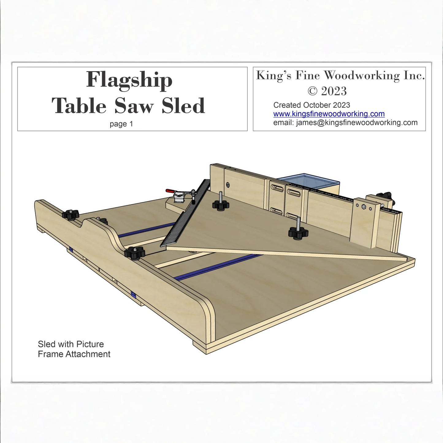 FLAGSHIP TABLE SAW SLED PLANS with PAPER TEMPLATES - Full Size