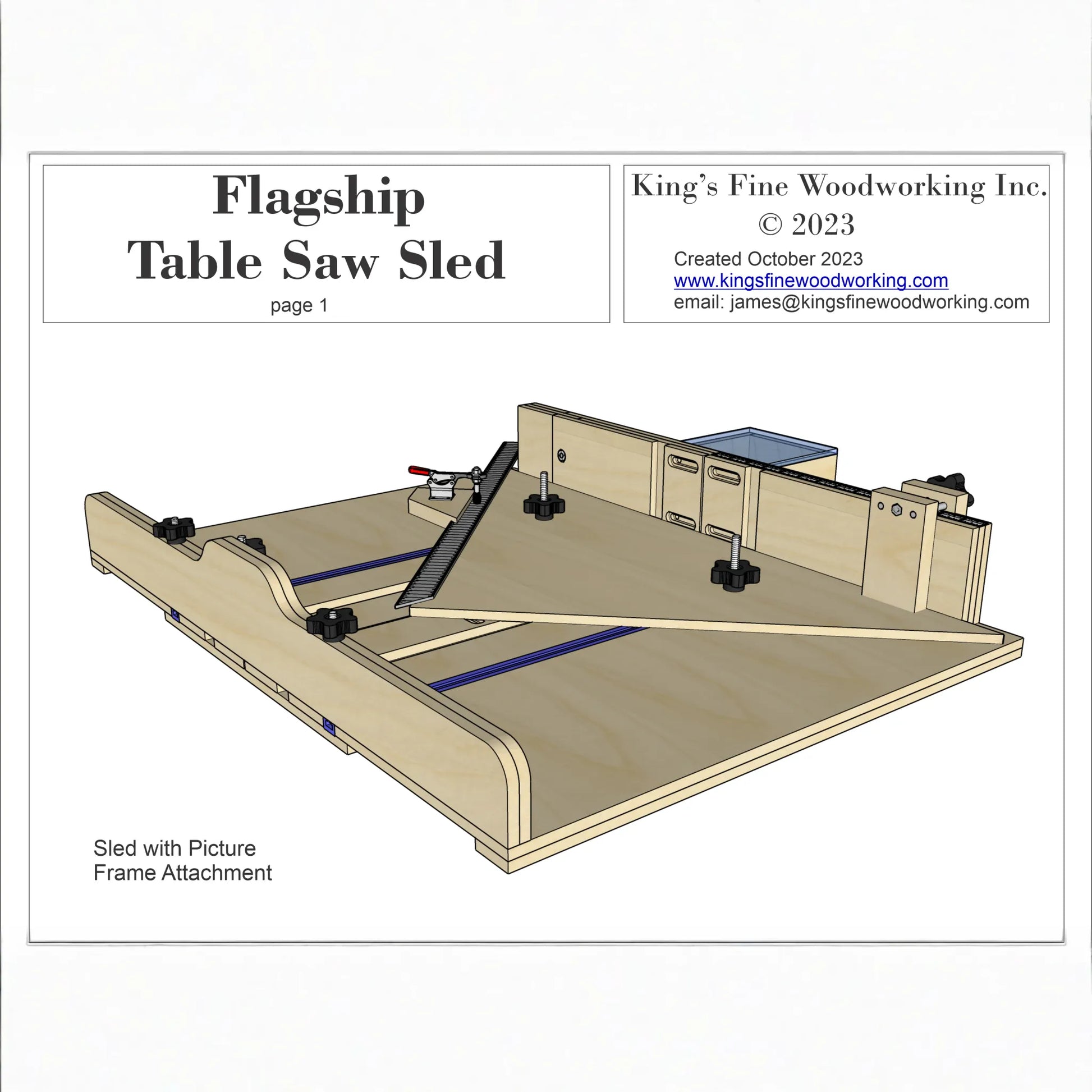 FLAGSHIP TABLE SAW SLED PLANS with PAPER TEMPLATES - Full Size