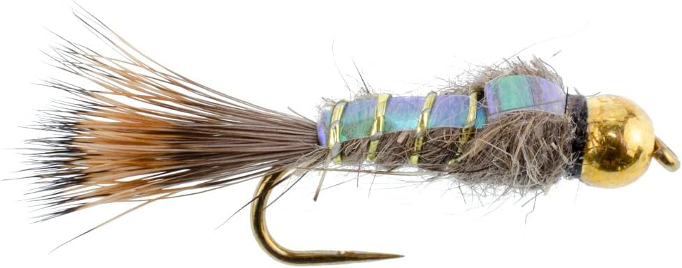 3 Pack Barbless Bead Head Flash Back Gold Ribbed Hare's Ear Nymph Flies Hook Size 16