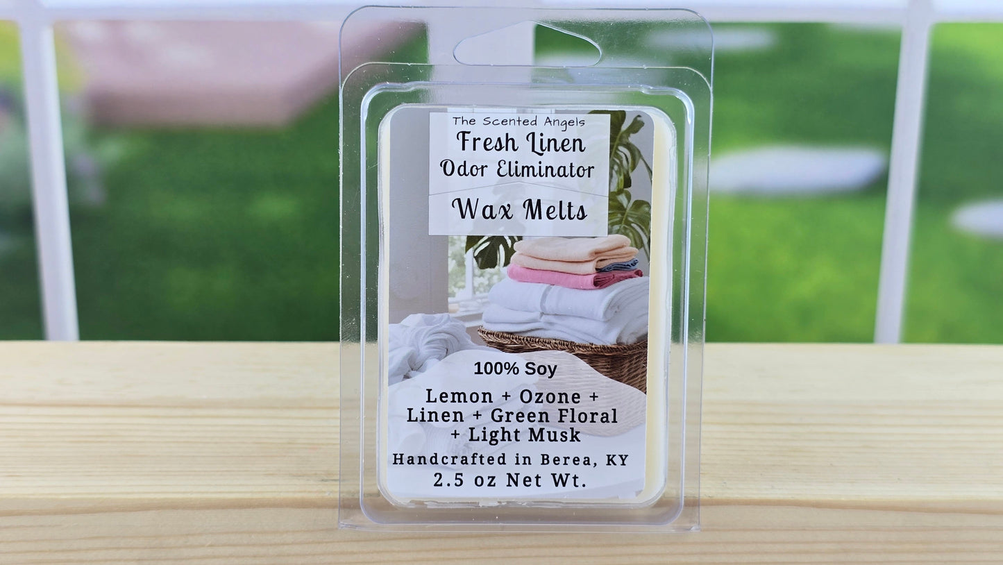 Fresh Linen Odor Eliminator Soy Wax Melts (Clamshells & Squeezable Wax)