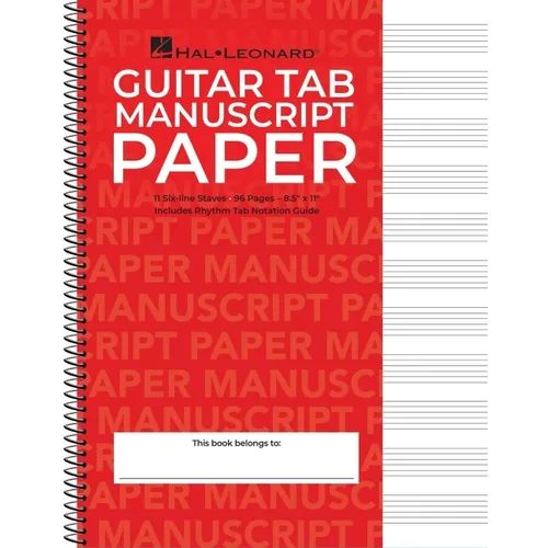 Guitar Tablature Manuscript Paper Wire-Bound Blank Sheet Music Book 11 Tablature Staves Per Page for Guitarists and Composers