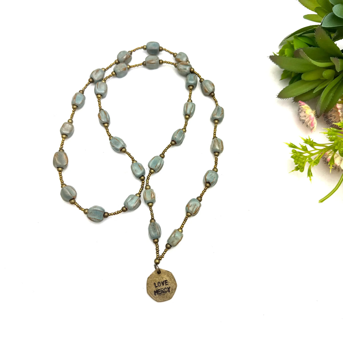 Love MercyCoin Necklace- Robin’s Egg Blue - 🆕 New Arrivals, All Products, Products from Papillon Marketplace Online, 👗 Apparel + Accessories, 👗 Jewelry - Little Red General Store