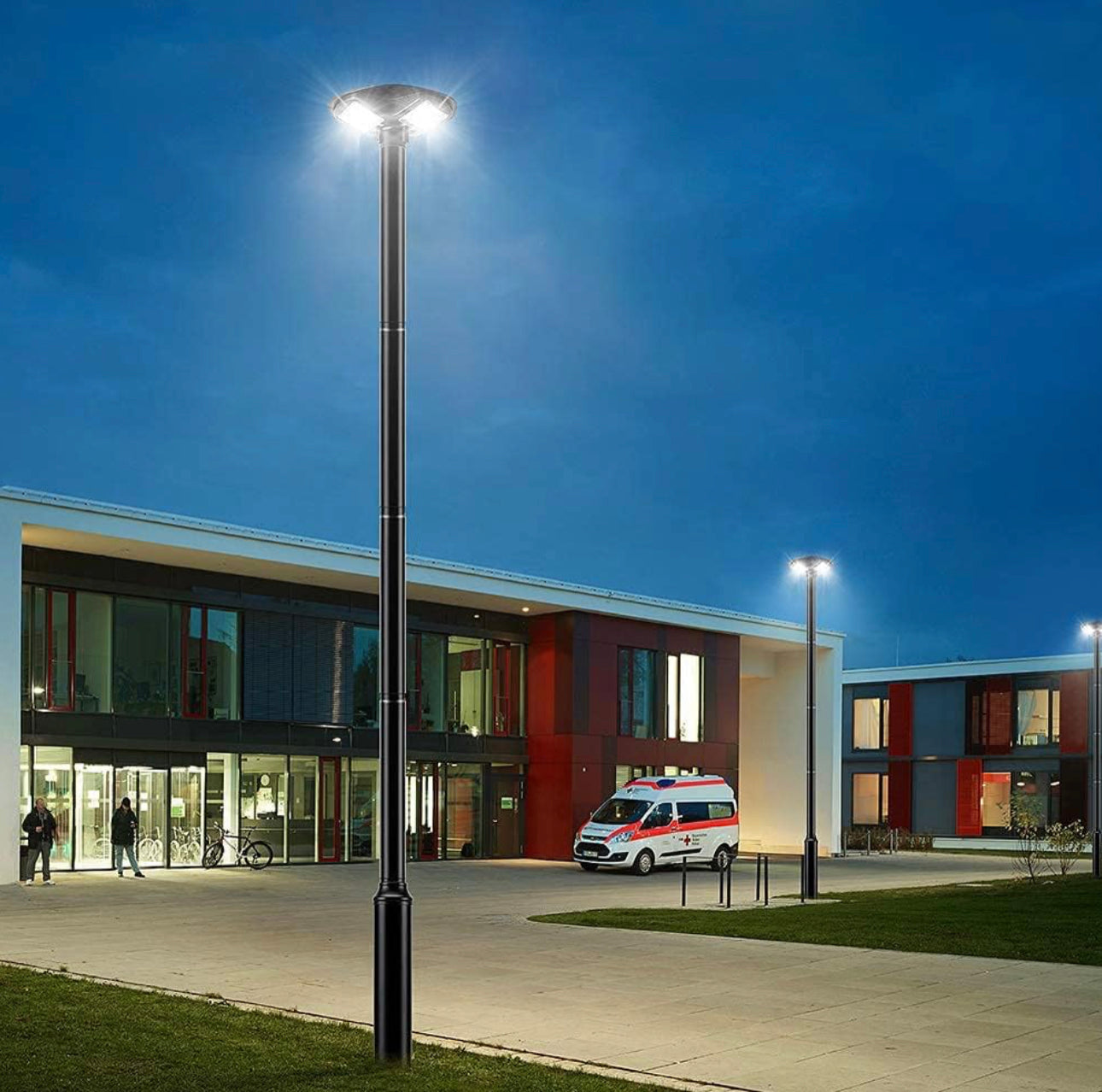 3500W Commercial Solar Flag Pole Outdoor Lamp Post Light with 98 inch Pole IP67 Waterproof With Remote