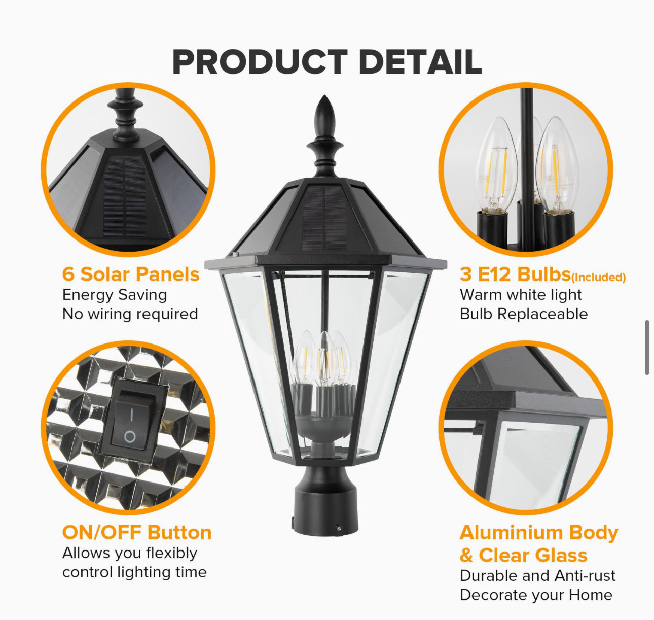 SmartYard LED Post Solar Light 22’ Outdoor,Dusk to Dawn Vintage Street Lights, 300LM, 2700K,Cast Aluminum