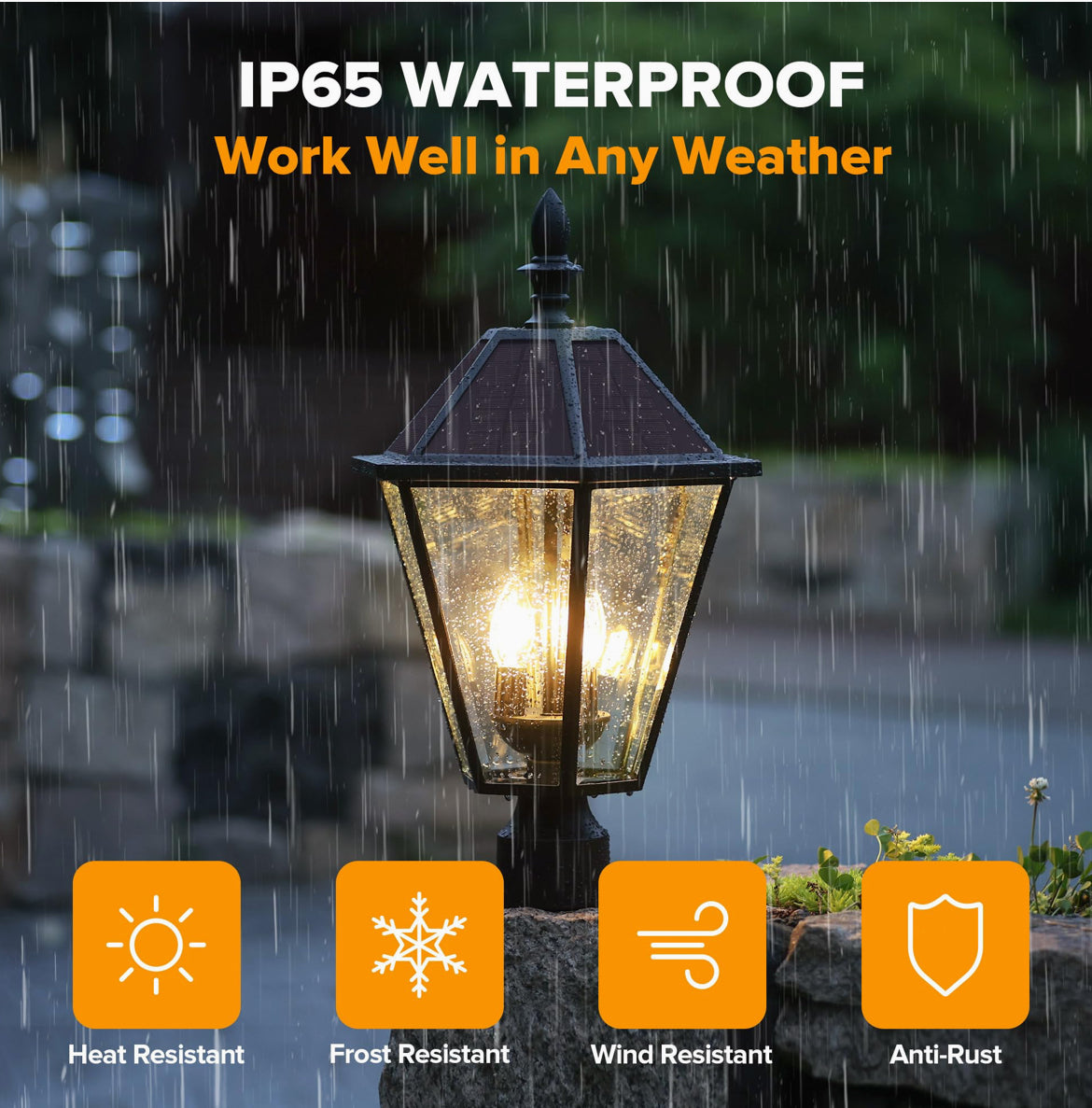 SmartYard LED Post Solar Light 22’ Outdoor,Dusk to Dawn Vintage Street Lights, 300LM, 2700K,Cast Aluminum