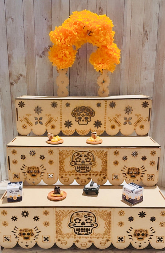 Altar de Madera para Ofrenda de Dia De Los Muertos Day of the Dead Wood Offering Altar