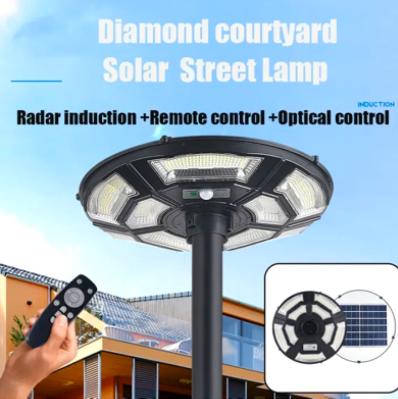 3500W Commercial Solar Flag Pole Outdoor Lamp Post Light with 98 inch Pole IP67 Waterproof With Remote