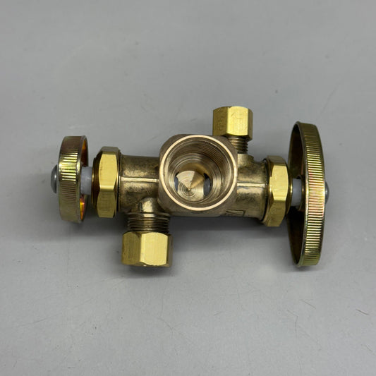 BRASSCRAFT Dual Shut-off Outlet Valve 1/2" FIP INLET X 3/8" OD & 1/4" OD COMP OUTLETS Gold R1700DVX R