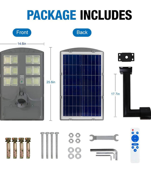 2600W Solar Street Lights Outdoor,Solar Security Flood Lights 42000lumens 6500K Dusk to Dawn Without Motion Sensor IP66 Waterproof for Parking Lot,Stadium,Garden,Yard,Basketball