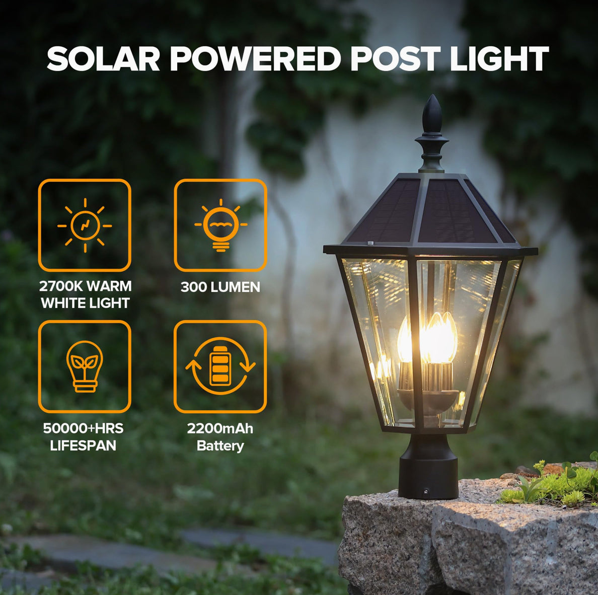 SmartYard LED Post Solar Light 22’ Outdoor,Dusk to Dawn Vintage Street Lights, 300LM, 2700K,Cast Aluminum