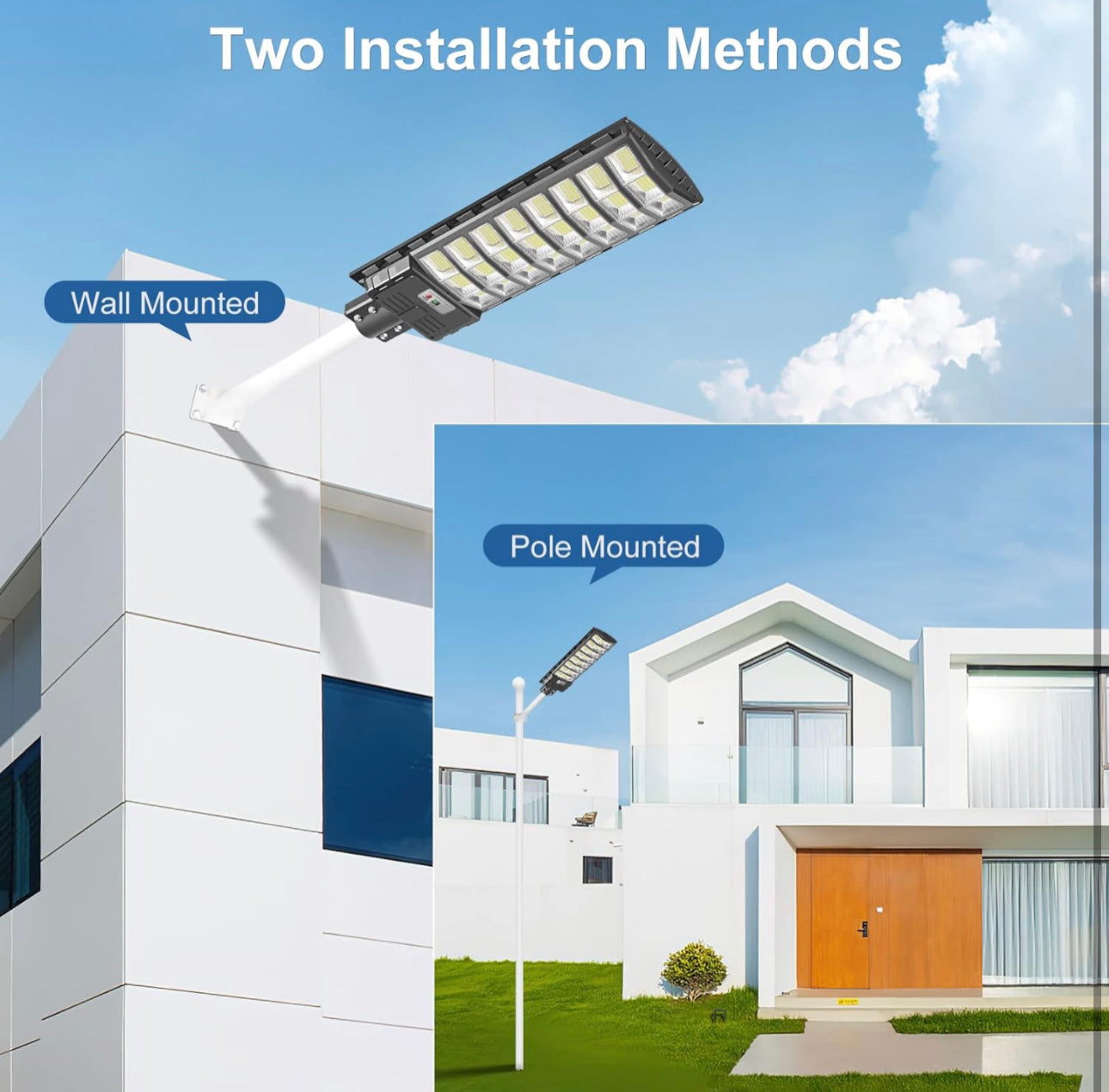 2200W Solar Street Light Parking Lot Lights, 6500K Solar Led Outdoor Lights, Solar Lights Outdoor Waterproof, Dusk to Dawn