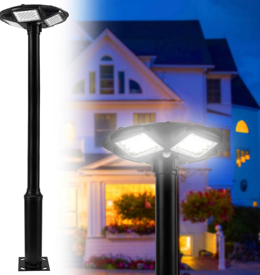 3500W Commercial Solar Flag Pole Outdoor Lamp Post Light with 98 inch Pole IP67 Waterproof With Remote