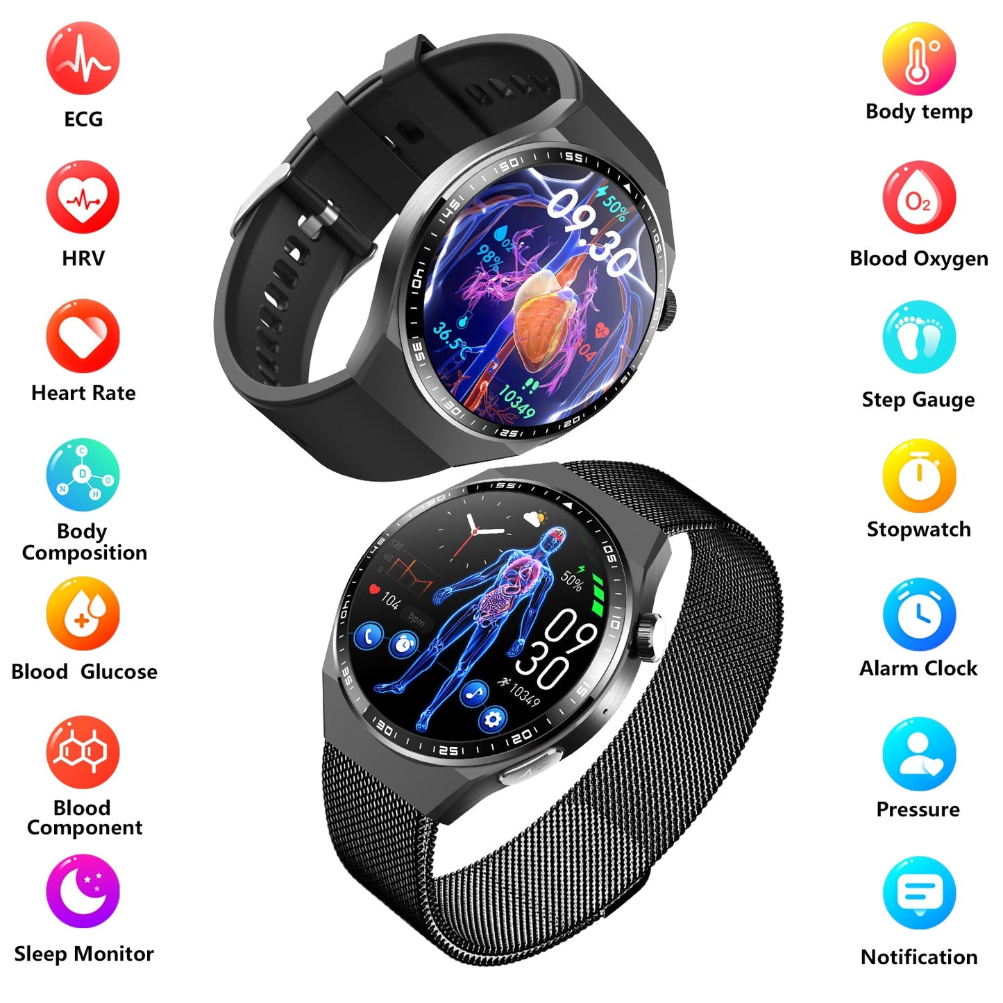 2024 New Accurate Measure ECG+PPG Smart Watch Men Full Touch Screen Sport Fitness Watches Bluetooth For Android ios Smartwatch
