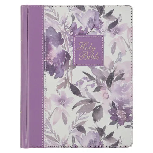 KJV Holy Bible, Note-Taking Bible, Faux Leather Hardcover - King James Version, Purple Floral Printed