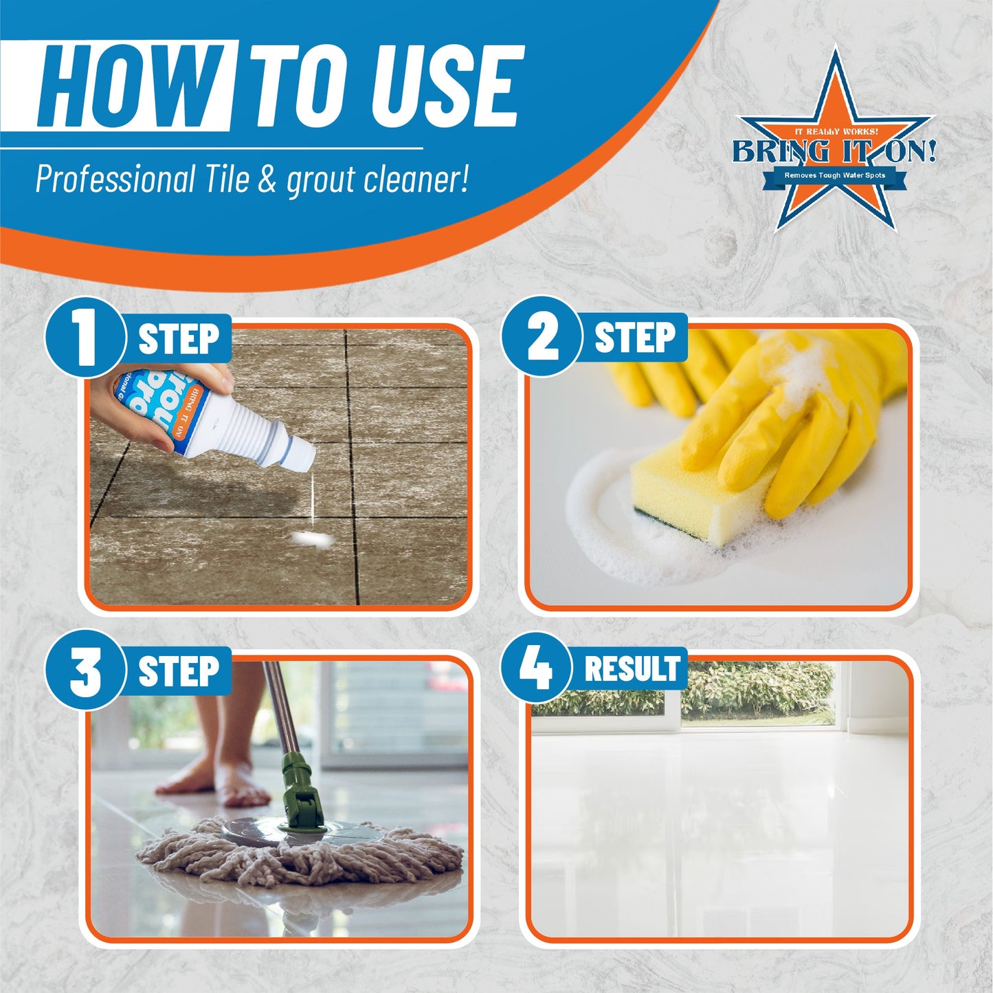 Bring It On Grout Cleaner with Grout Cleaning Brush – 32Fl Oz