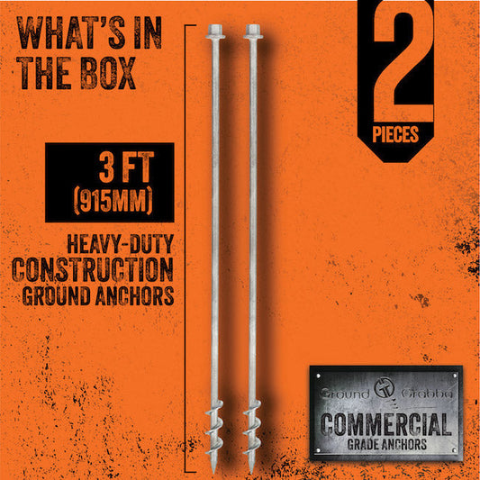 Ground Grabba Commercial Grade 36" Anchors (900mm) - 2 Pack