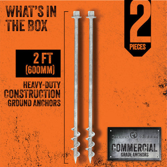 Ground Grabba Commercial Grade 24" Anchors (600mm) - 2 Pack