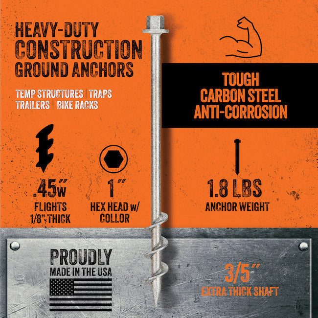 Ground Grabba Commercial Grade 18" Anchors (450mm) - 2 Pack