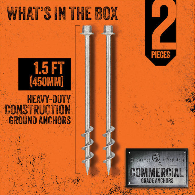 Ground Grabba Commercial Grade 18" Anchors (450mm) - 2 Pack
