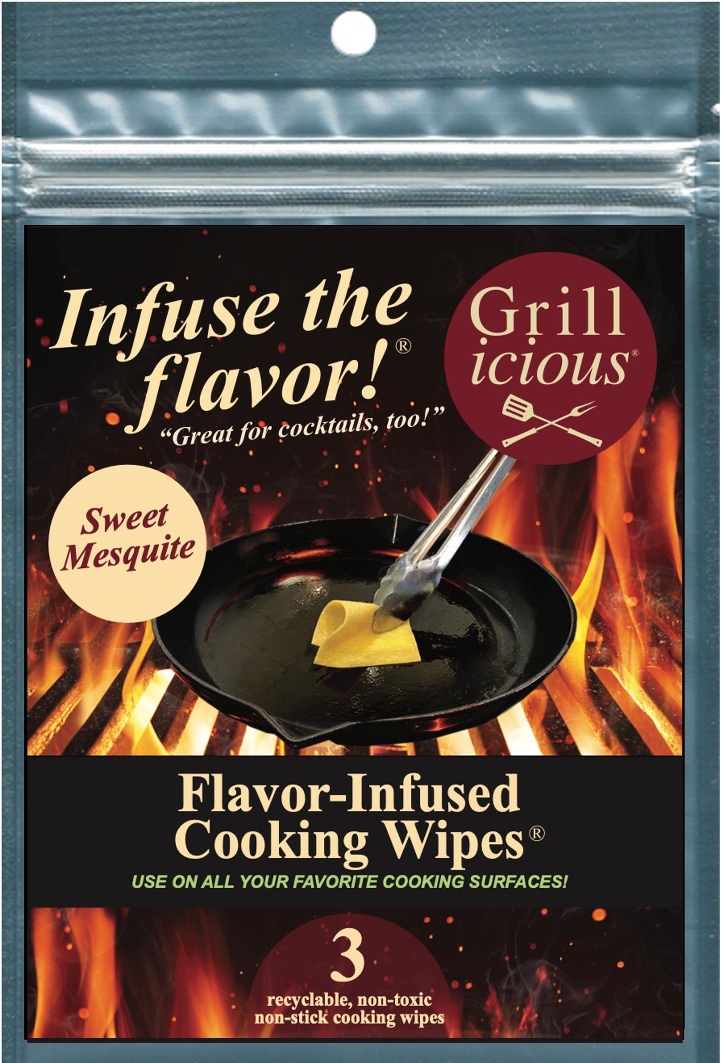 Grillicious SWEET MESQUITE Flavor-Infused Cooking Wipes® - Buy (3), shipping is FREE!