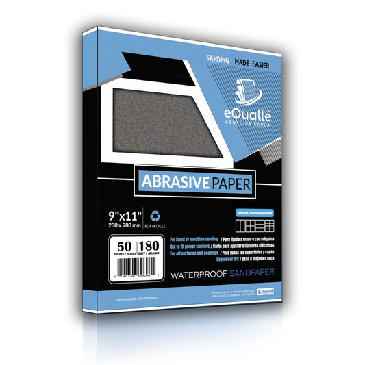 180 Grit Sandpaper Sheets – 50 Pack, 9x11 in, Wet or Dry Use