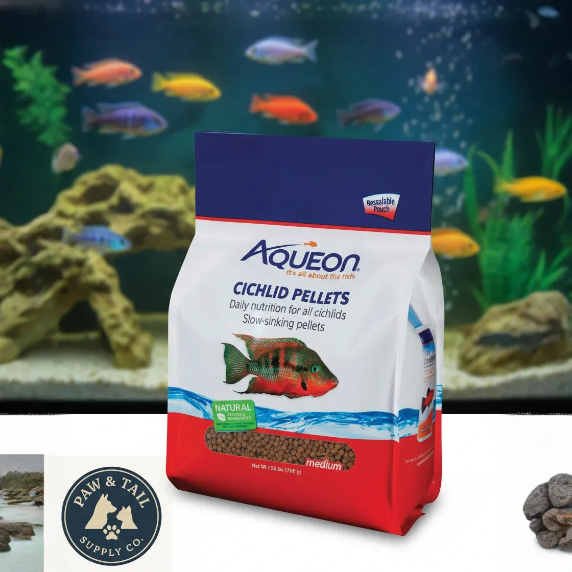 Aqueon Cichlid Fish Food Pellets 25 oz. Clean Water Formula for Cichlids