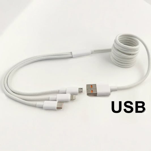 3-in-1 Braided USB Charging Cable | Lightning • Micro-USB • USB-C | Choose USB-A or USB-C Input
