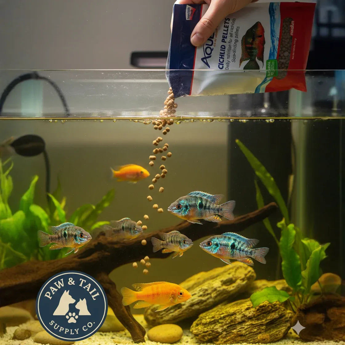 Aqueon Cichlid Fish Food Pellets 25 oz. Clean Water Formula for Cichlids