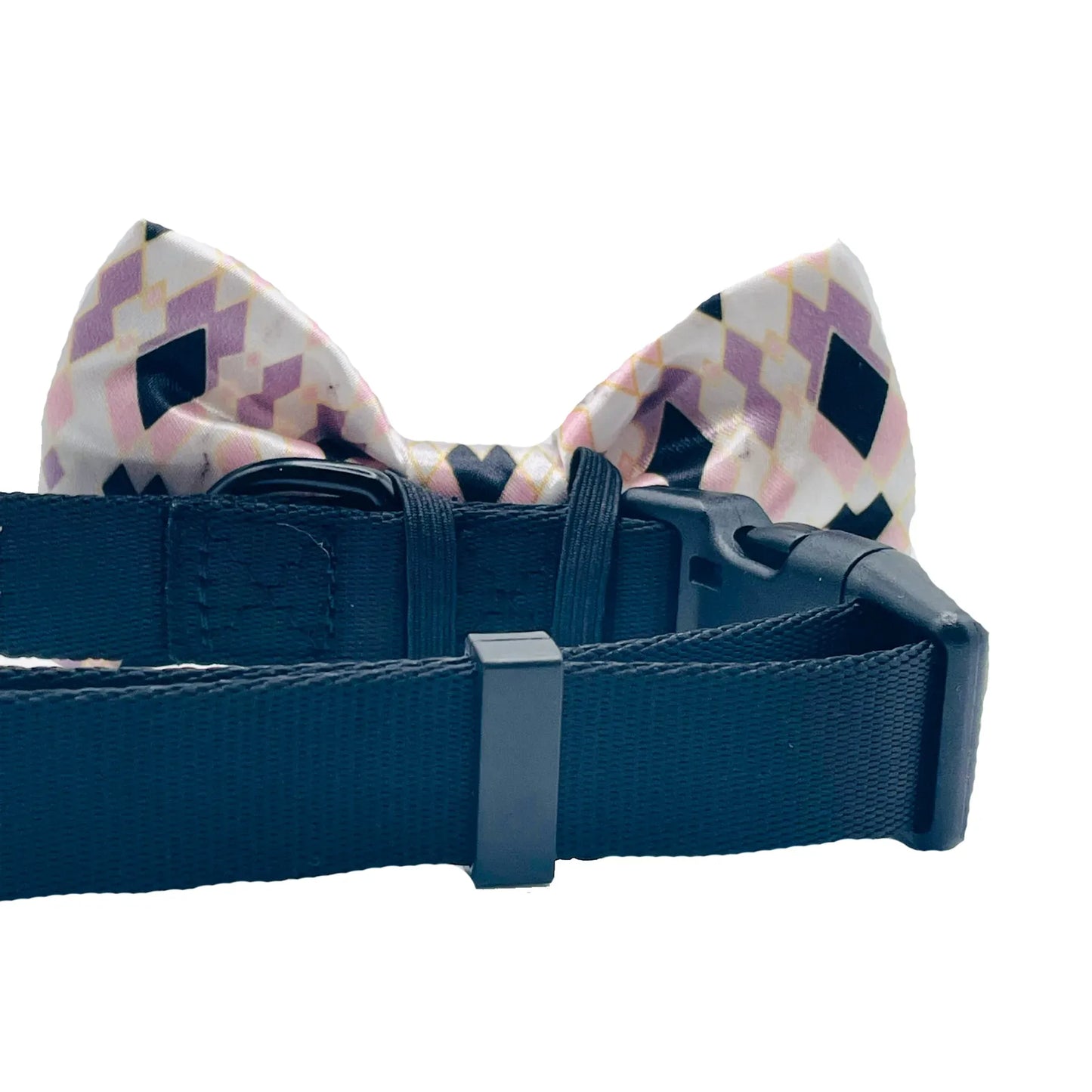 Geo Print White Dog Bow Tie