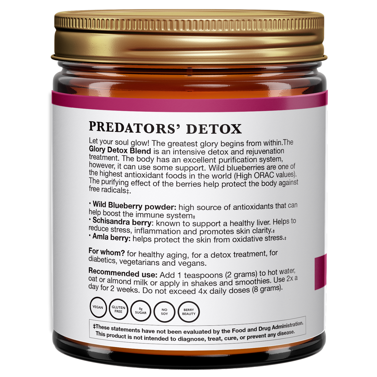 Glory Detox Blend - Wild Adaptogenic Berries - Wild Blueberries, Schisandra berries and Amla berries - 35 berries per teaspoon