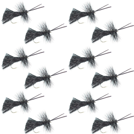 Goddard Caddis Black Dry Fly - 12 Flies Hook Size 14