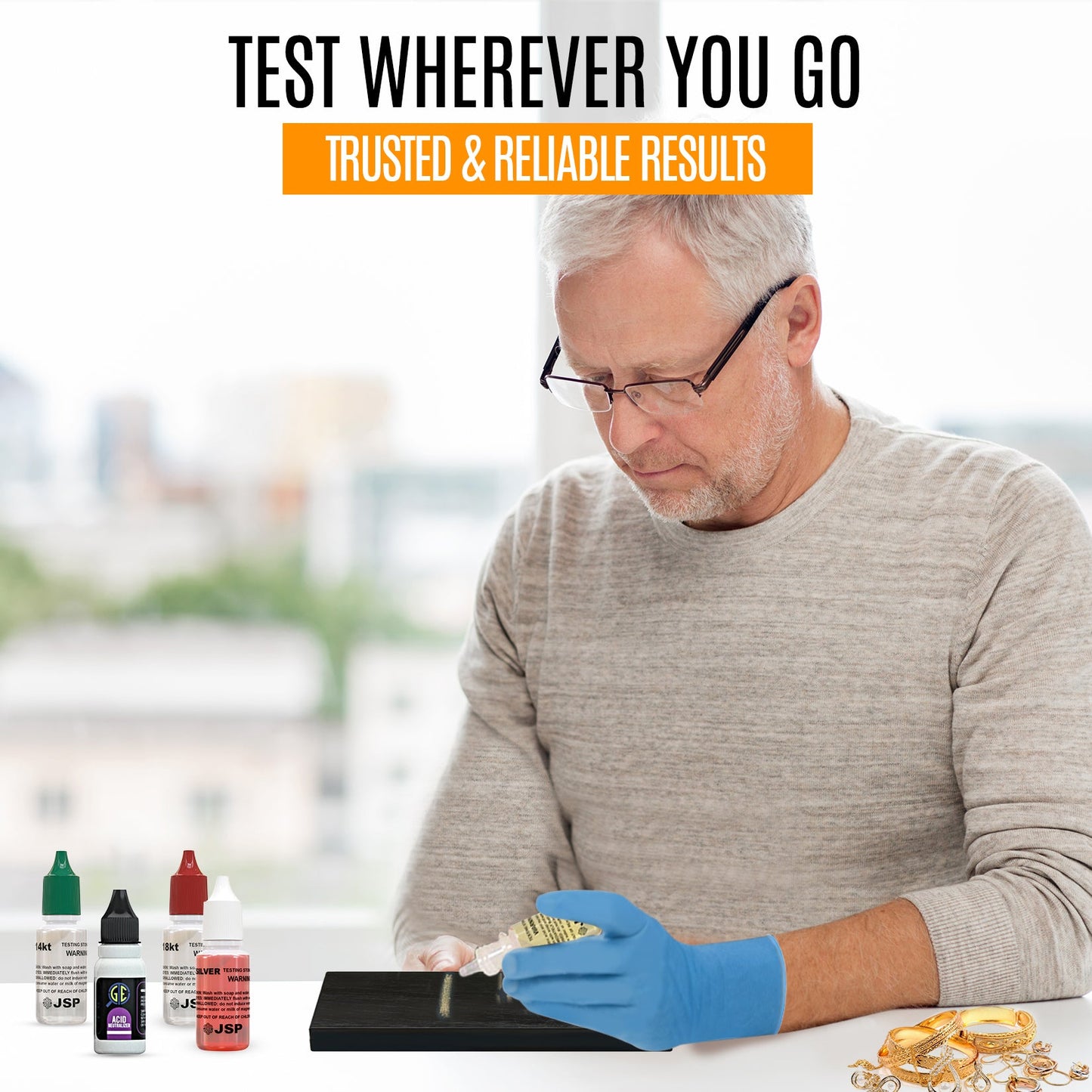 6 Bottles of JSP Silver & Sterling 925 Jewelry Acid Testing Solution to Test Precious Metals
