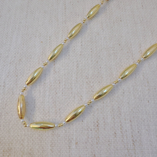 Golden Tube Bead Necklace