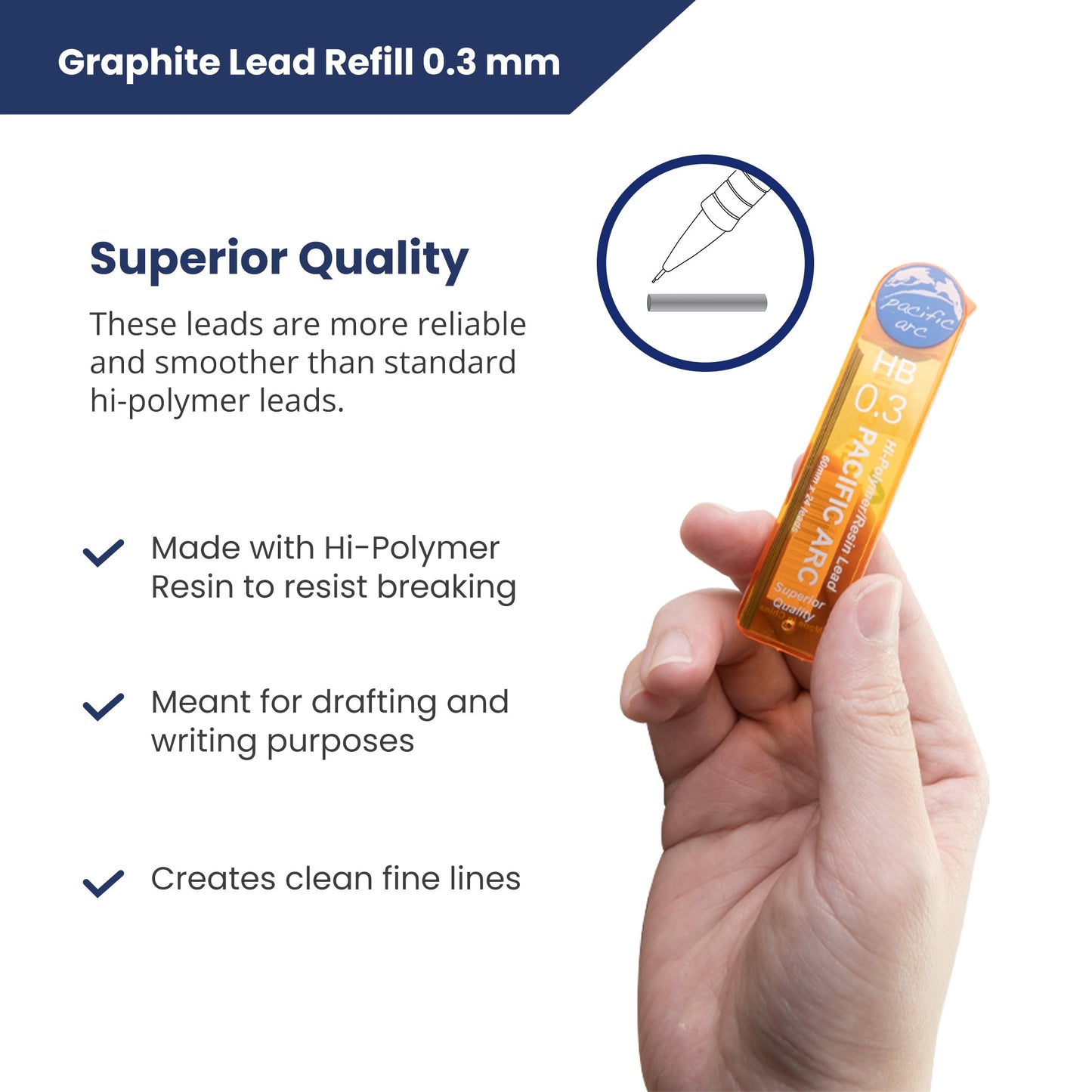 Pacific Arc Mechanical Pencil Refill lead,-  0.3mm - 96 leads - For Art, Sketching, Technical Drawing