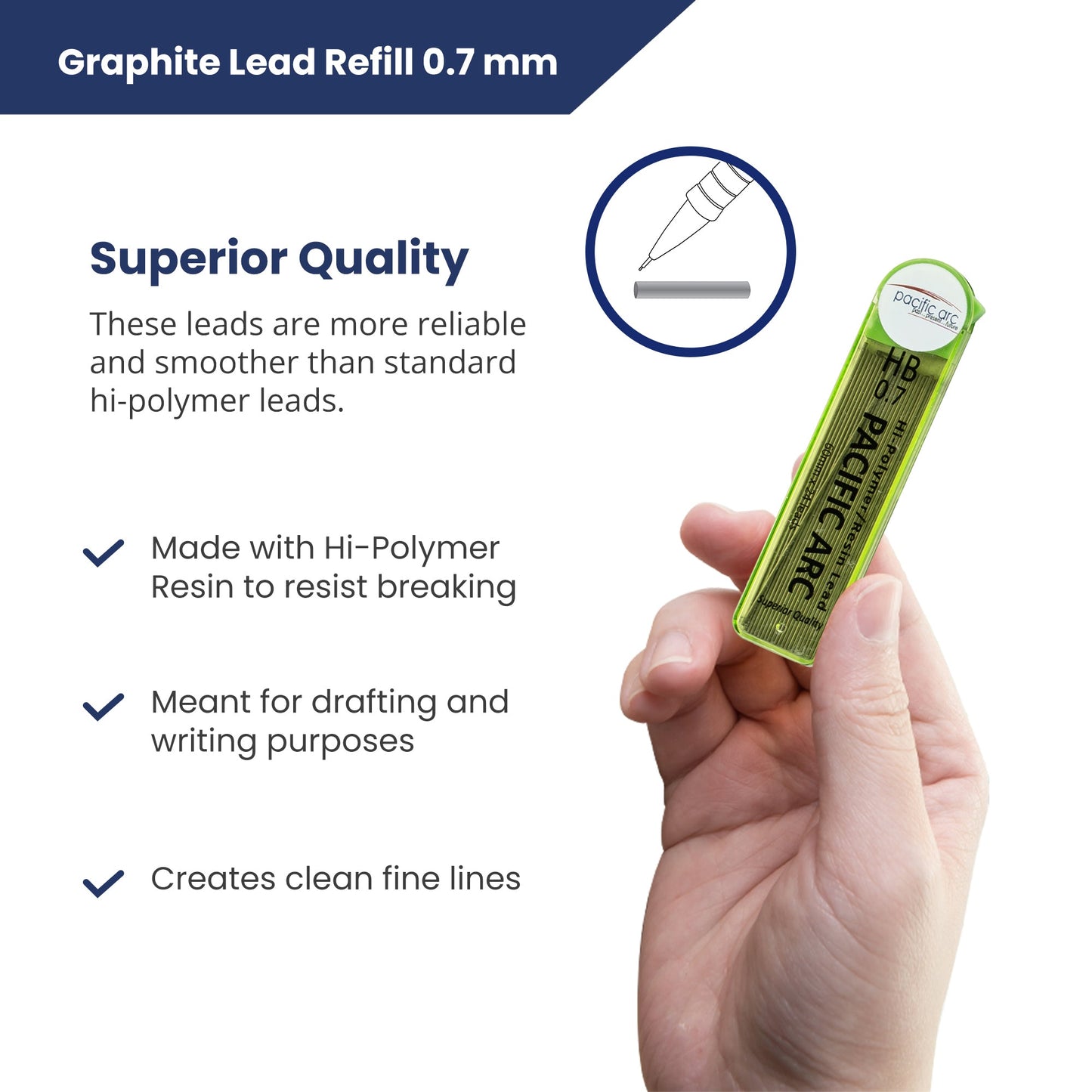 Pacific Arc Mechanical Pencil Refill lead,-  0.7mm - 96 leads - For Art, Sketching, Technical Drawing