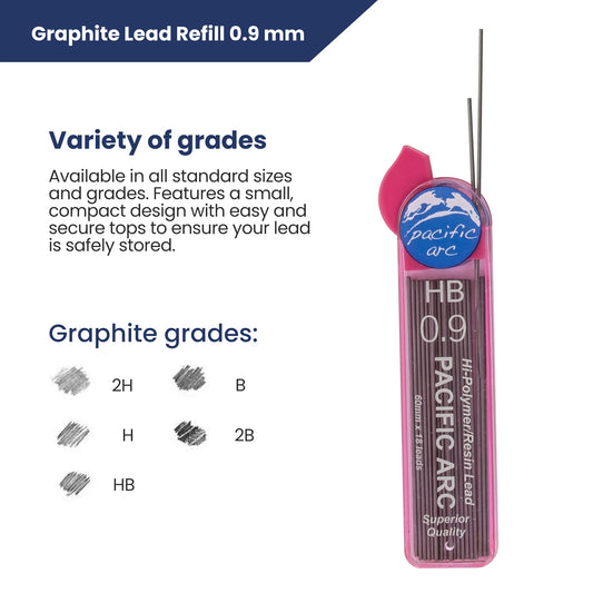 Pacific Arc Mechanical Pencil Refill lead,-  0.9mm - 72 leads - For Art, Sketching, Technical Drawing