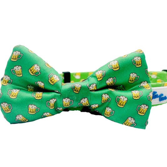 St. Patrick's Day Green Beer Dog Bow Tie