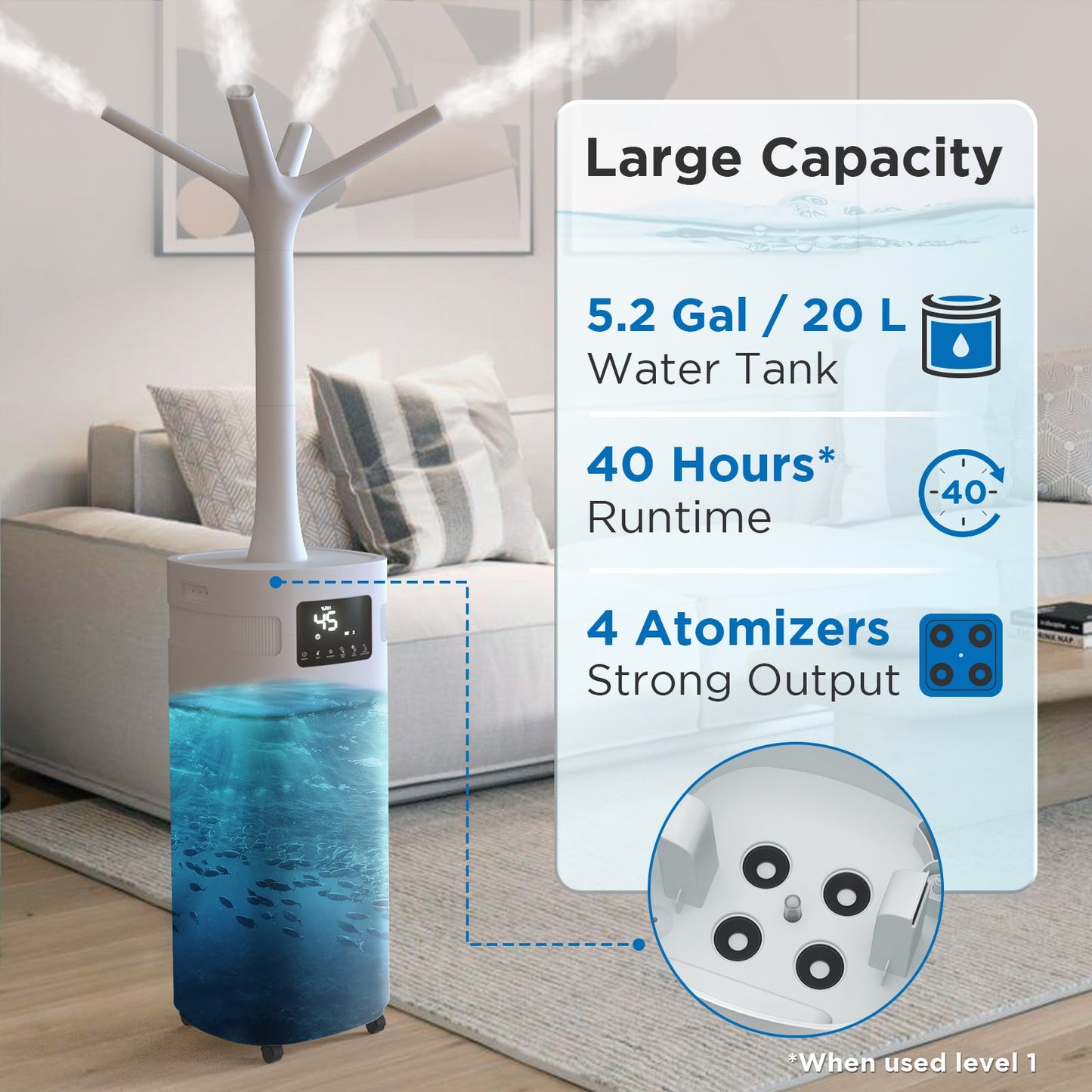 Greenland 5.3Gal Commercial Humidifier for Large Rooms, WiFi Enabled