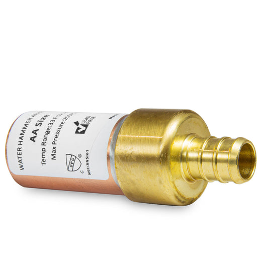1/2" PEX Crimp Connection F1807, Straight Water Hammer Arrestor, Copper