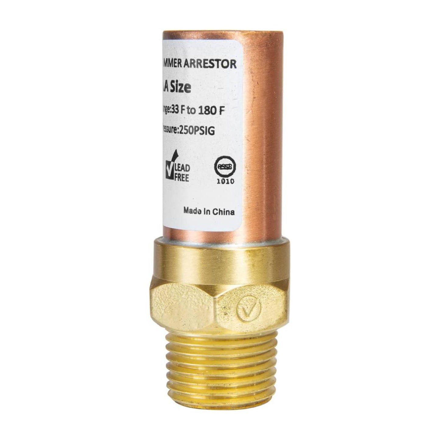 1/2" MIP Connection, Straight Water Hammer Arrestor, Copper