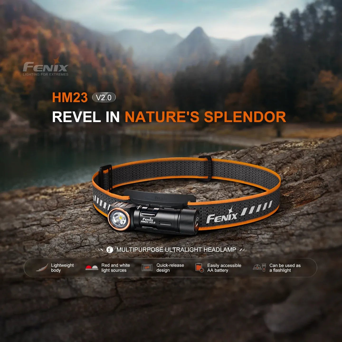Fenix HM23 V2.0 Lightweight Detachable AA Headlamp