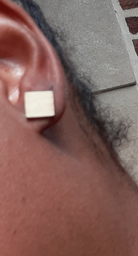Handmade BIRCHWOOD Small Square Stud Earrings