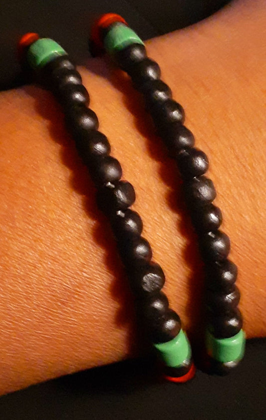 Handmade Wood Bead RBG Black Lives Matter Bracelet