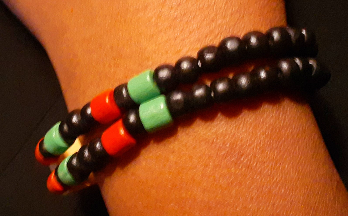 Handmade Wood Bead RBG Black Lives Matter Bracelet