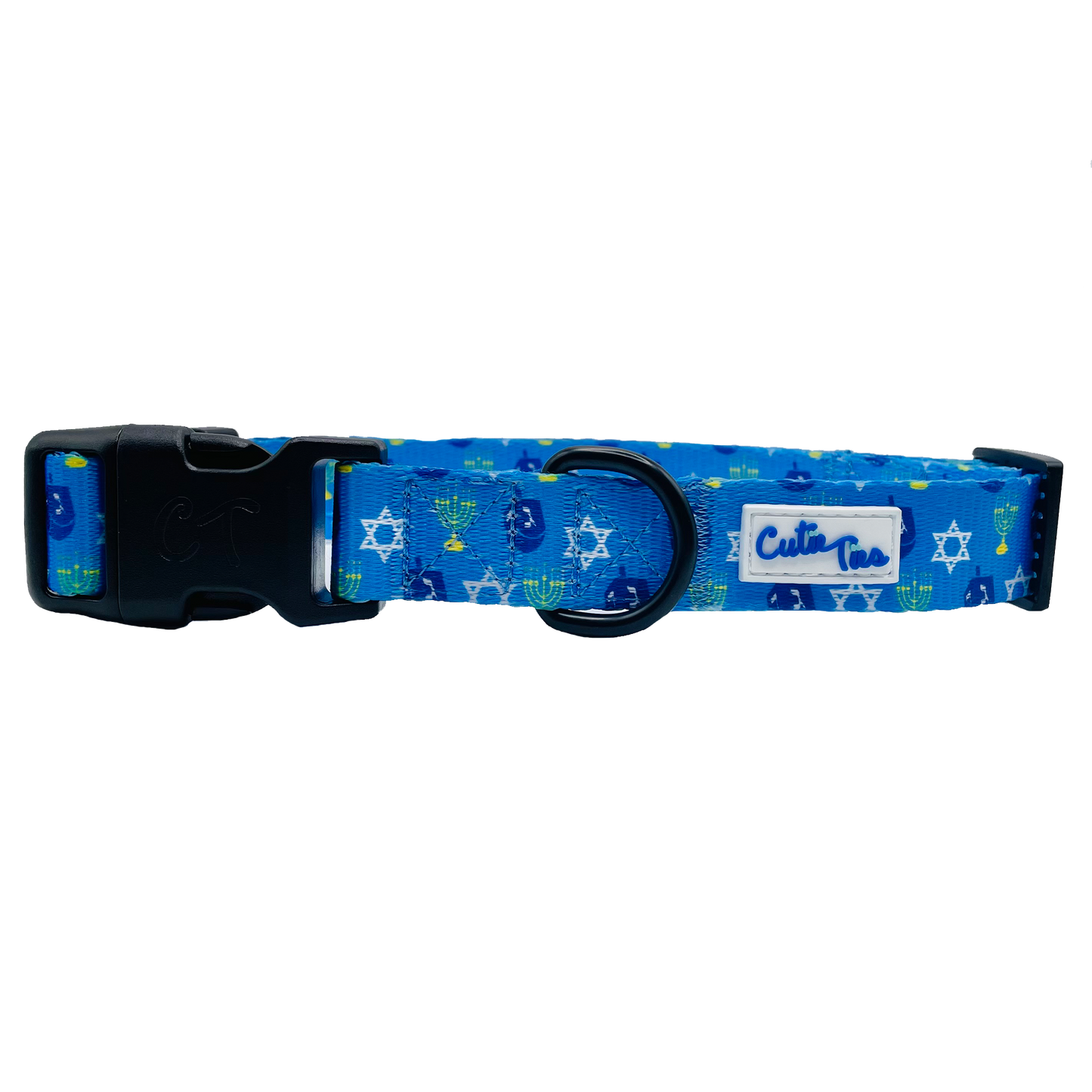 Hanukkah Dreidel Blue Dog Collar
