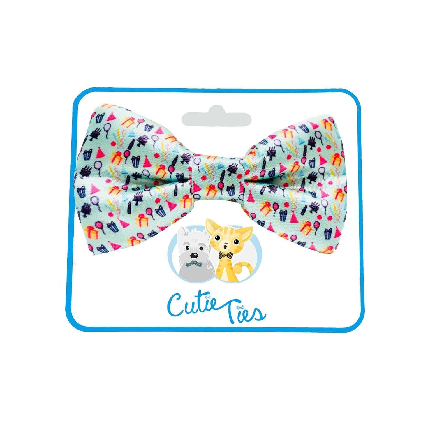 Happy Birthday! Aqua Dog Bow Tie