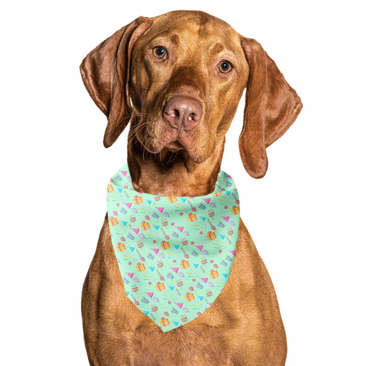 Happy Birthday Aqua Tie On Dog Bandana