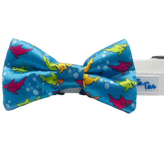 Happy Shark Blue Dog Bow Tie