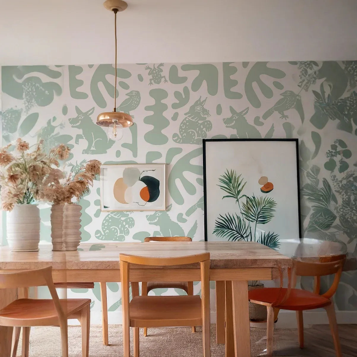 Abstract Animales Wallpaper, mint